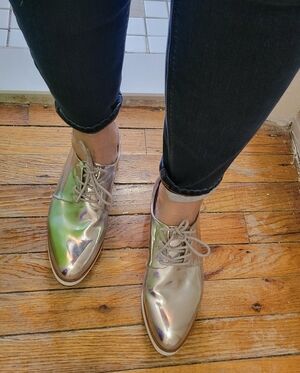 Aldo's Lovirede Metallic Patent‎ Leather Oxford Shoes Preppy Eclectic Menswear